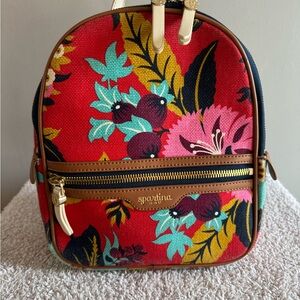 Spartina 449 red floral backpack -EUC